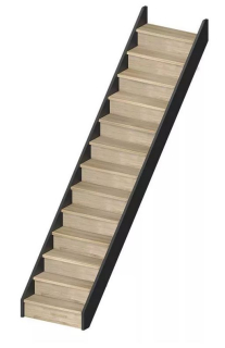 DOLLE HELSINKI - schody rovné s podstupnicemi, dub nelakovaný/černá